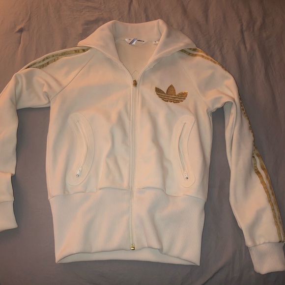 Ladies adidas zip up with gold sequin - Picture 7 of 8